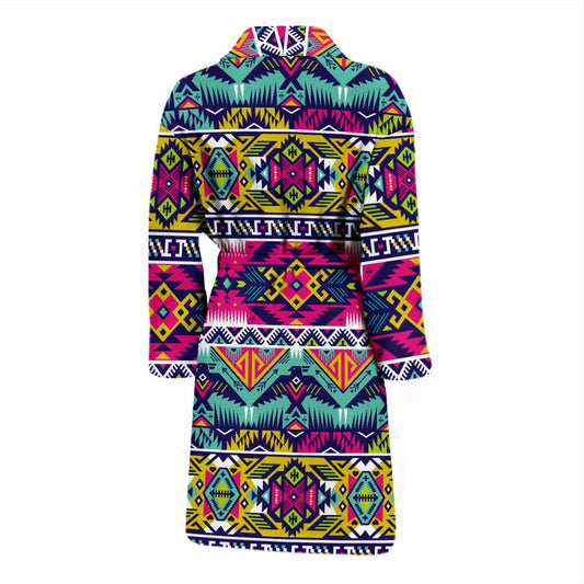 Indian Navajo Color Themed Design Print Men Bath Robe-JTAMIGO.COM