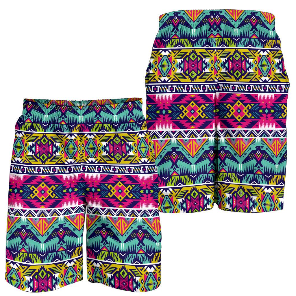 Indian Navajo Color Themed Design Print Mens Shorts-JTAMIGO.COM