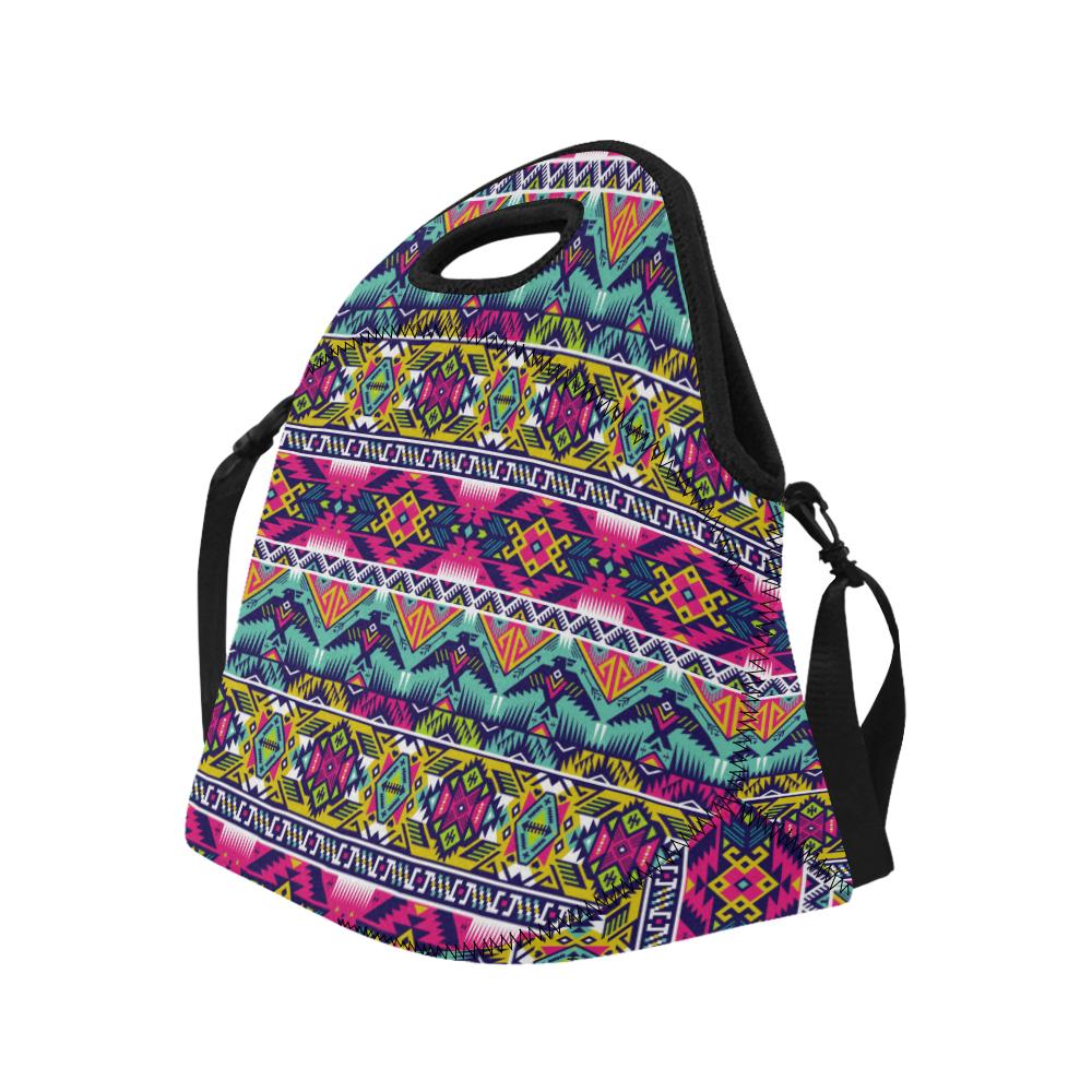 Indian Navajo Color Themed Design Print Neoprene Lunch Bag (Model 1669)(Large)-JTAMIGO.COM