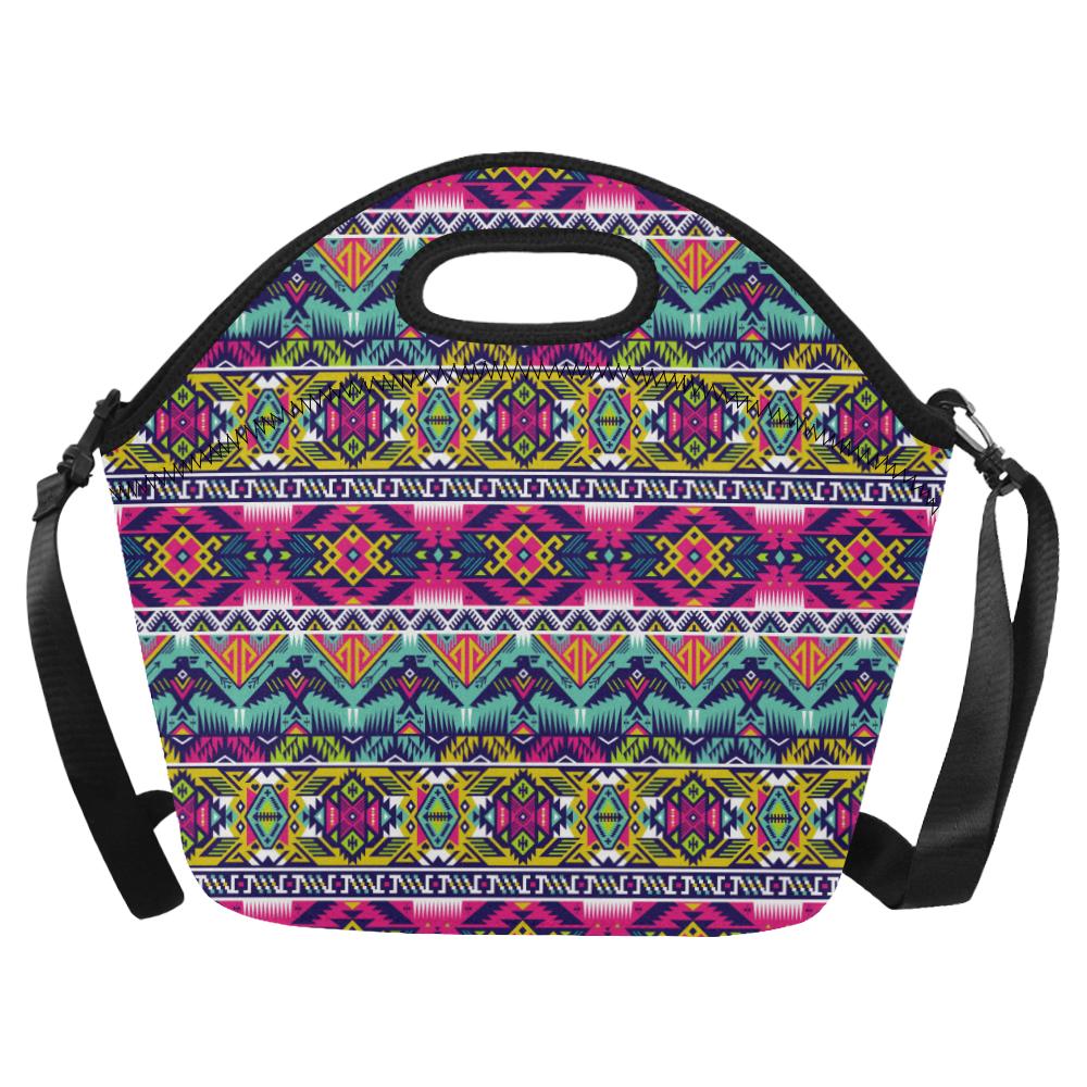 Indian Navajo Color Themed Design Print Neoprene Lunch Bag (Model 1669)(Large)-JTAMIGO.COM