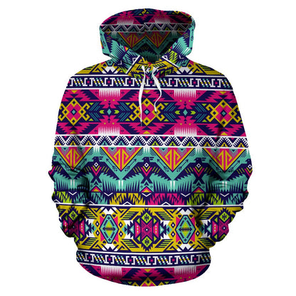 Indian Navajo Color Themed Design Print Pullover Hoodie