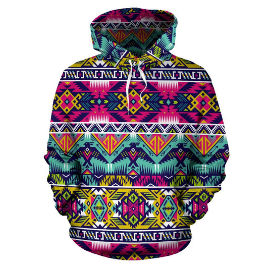 Indian Navajo Color Themed Design Print Pullover Hoodie
