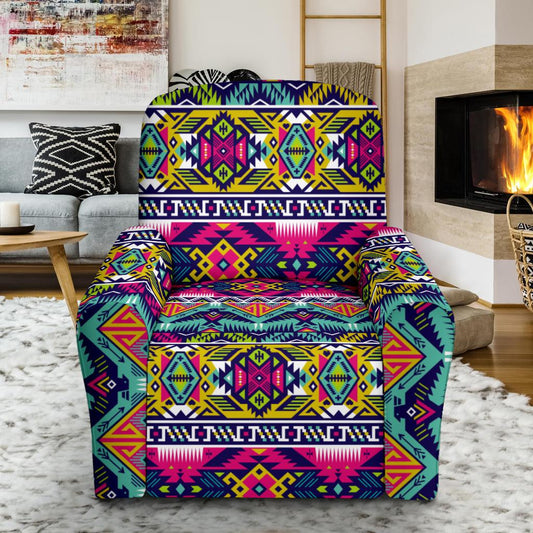 Indian Navajo Color Themed Design Print Single Sofa Slipcover -JTAMIGO.COM