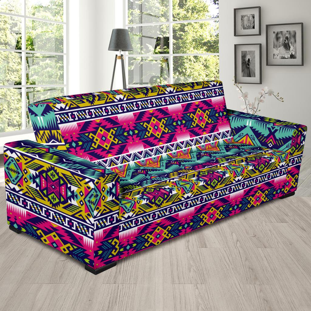 Indian Navajo Color Themed Design Print Sofa Slipcover-JTAMIGO.COM