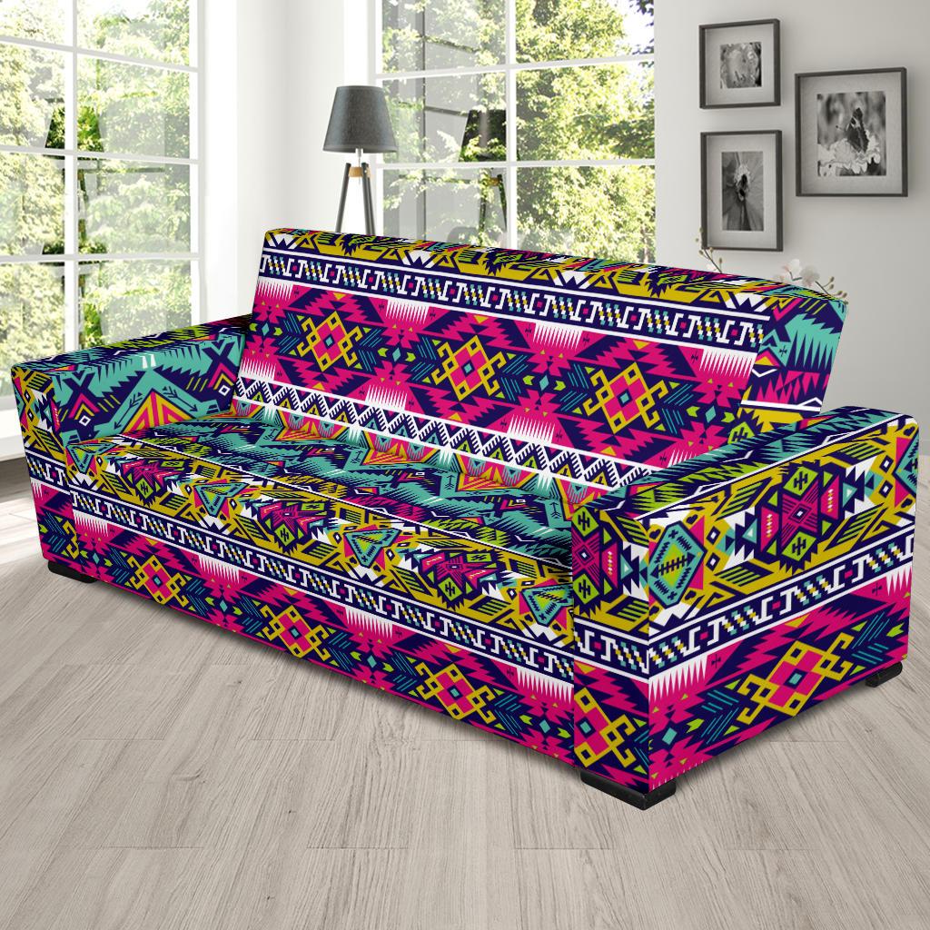 Indian Navajo Color Themed Design Print Sofa Slipcover-JTAMIGO.COM