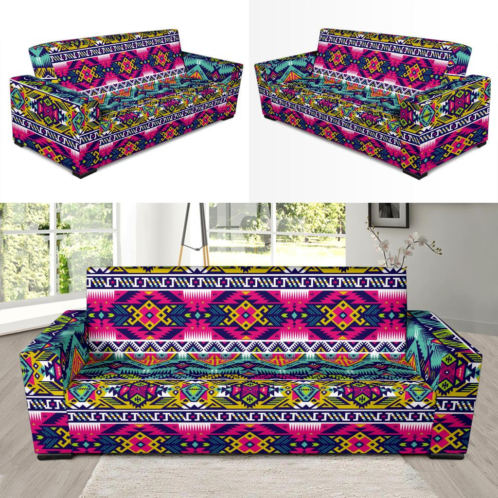 Indian Navajo Color Themed Design Print Sofa Slipcover-JTAMIGO.COM