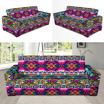 Indian Navajo Color Themed Design Print Sofa Slipcover-JTAMIGO.COM