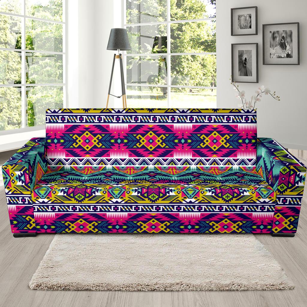 Indian Navajo Color Themed Design Print Sofa Slipcover-JTAMIGO.COM