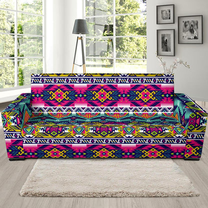 Indian Navajo Color Themed Design Print Sofa Slipcover-JTAMIGO.COM