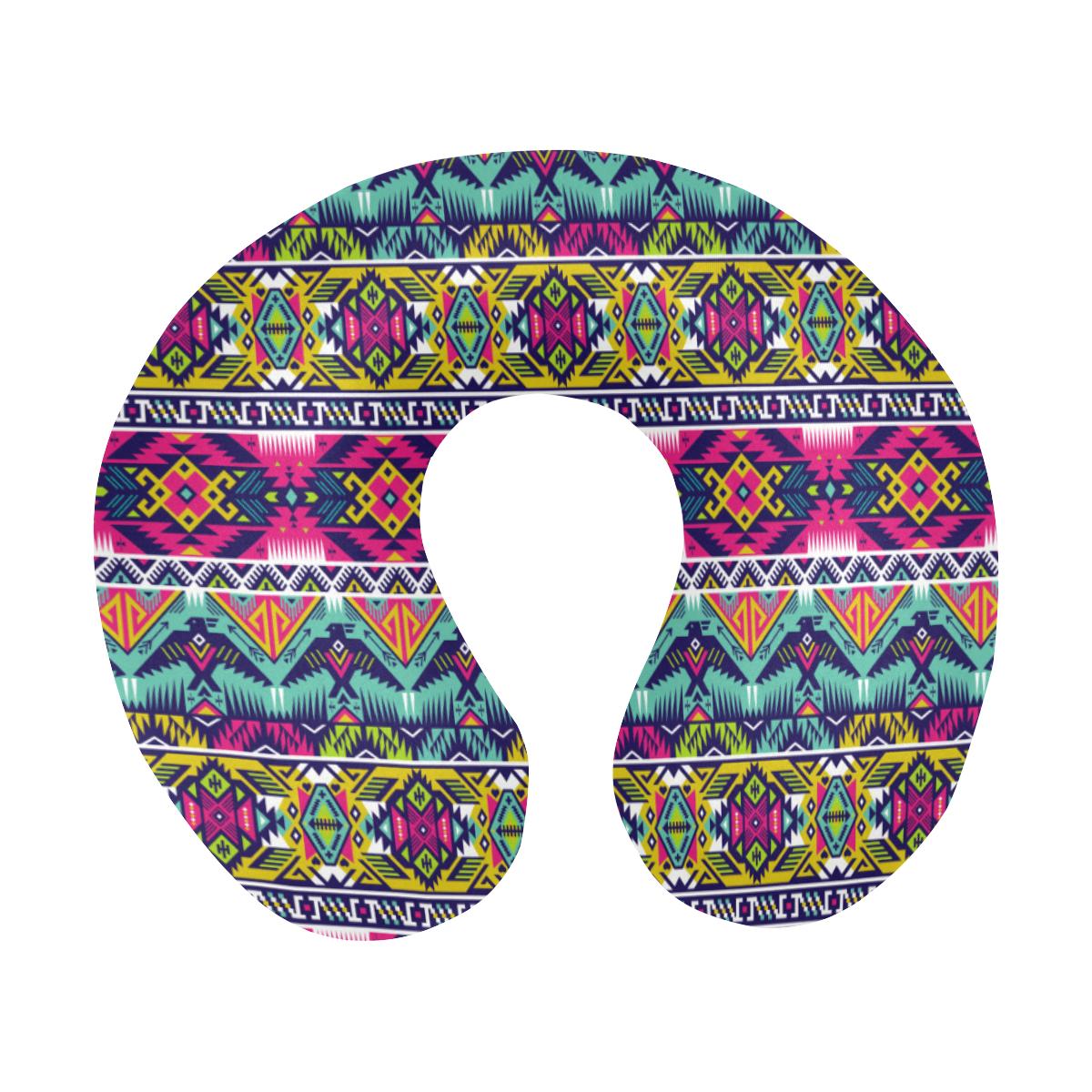 Indian Navajo Color Themed Design Print U-Shaped Travel Neck Pillow-JTAMIGO.COM
