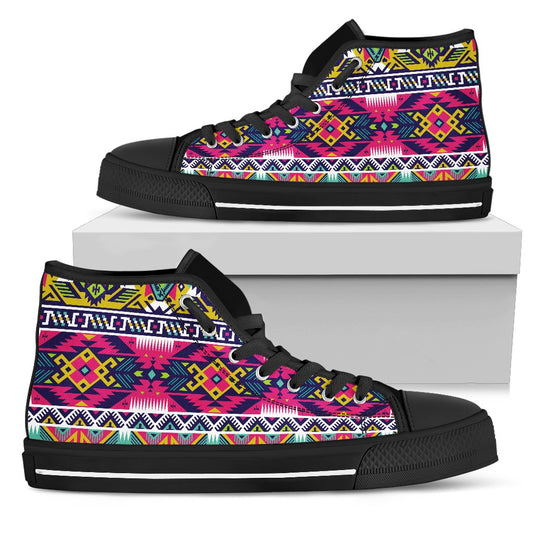 Indian Navajo Color Themed Design Print Women High Top Shoes