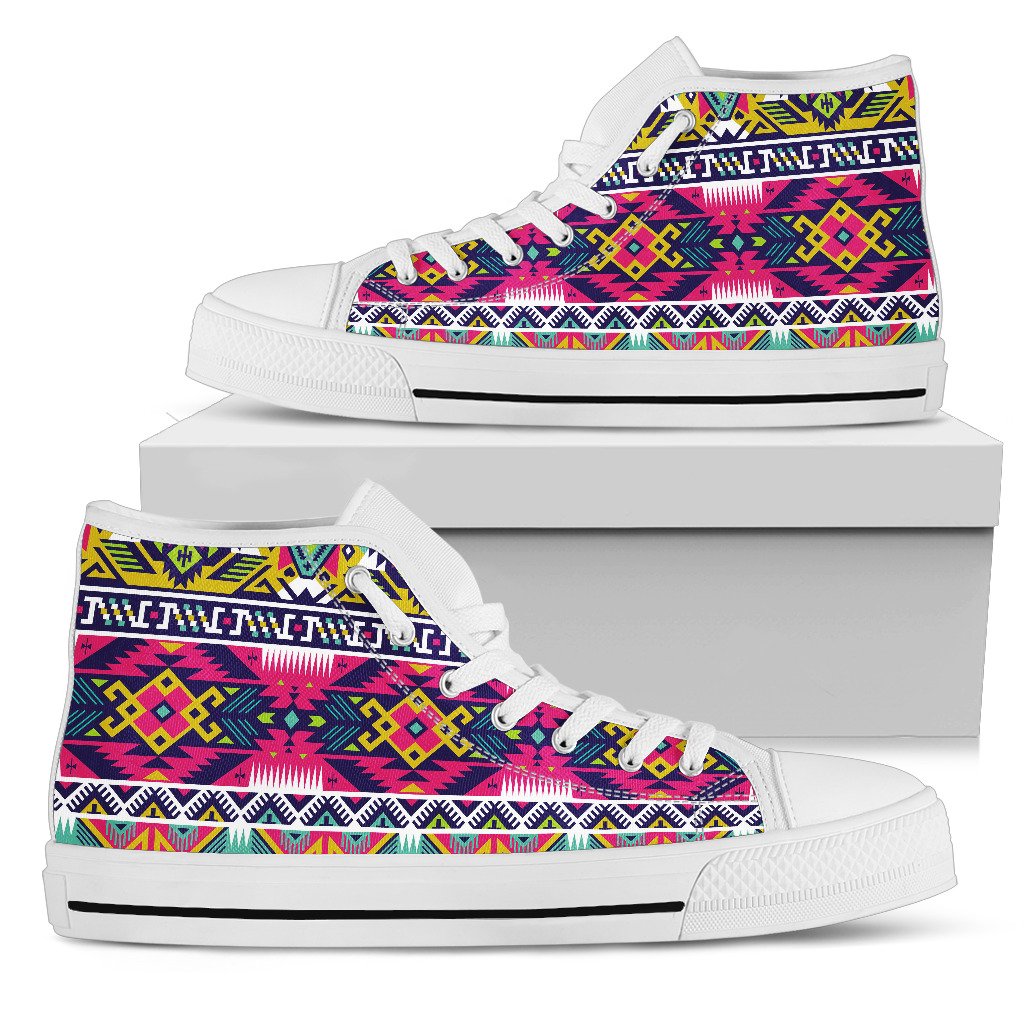 Indian Navajo Color Themed Design Print Women High Top Shoes