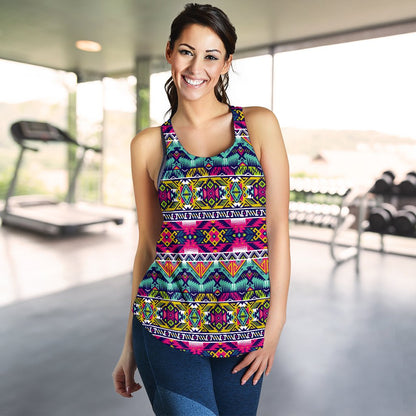 Indian Navajo Color Themed Design Print Women Racerback Tank Top