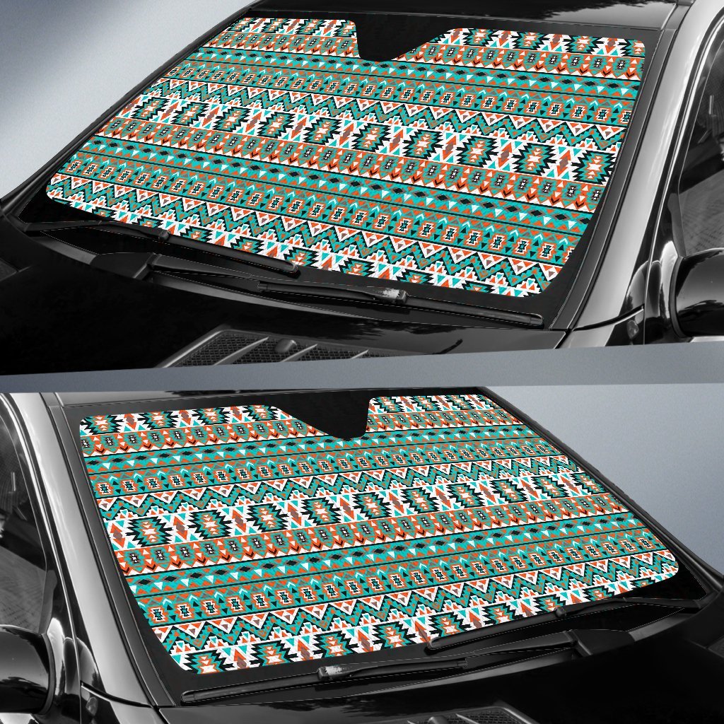 Indian Navajo Ethnic Themed Design Print Car Sun Shade For Windshield