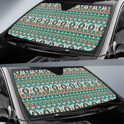 Indian Navajo Ethnic Themed Design Print Car Sun Shade For Windshield