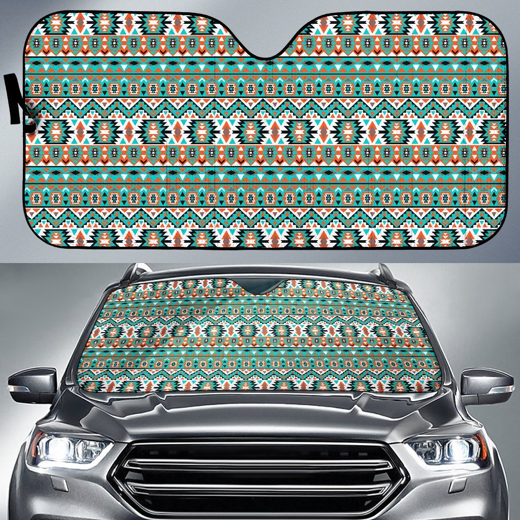 Indian Navajo Ethnic Themed Design Print Car Sun Shade For Windshield