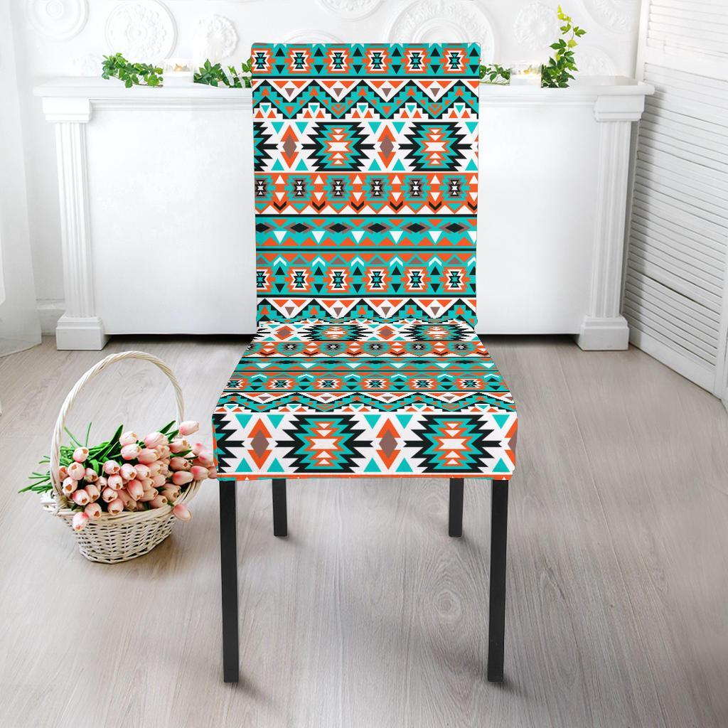 Indian Navajo Ethnic Themed Design Print Dining Chair Slipcover-JTAMIGO.COM