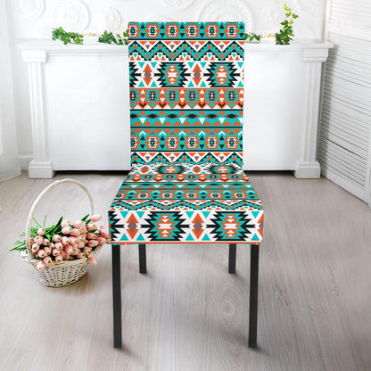 Indian Navajo Ethnic Themed Design Print Dining Chair Slipcover-JTAMIGO.COM