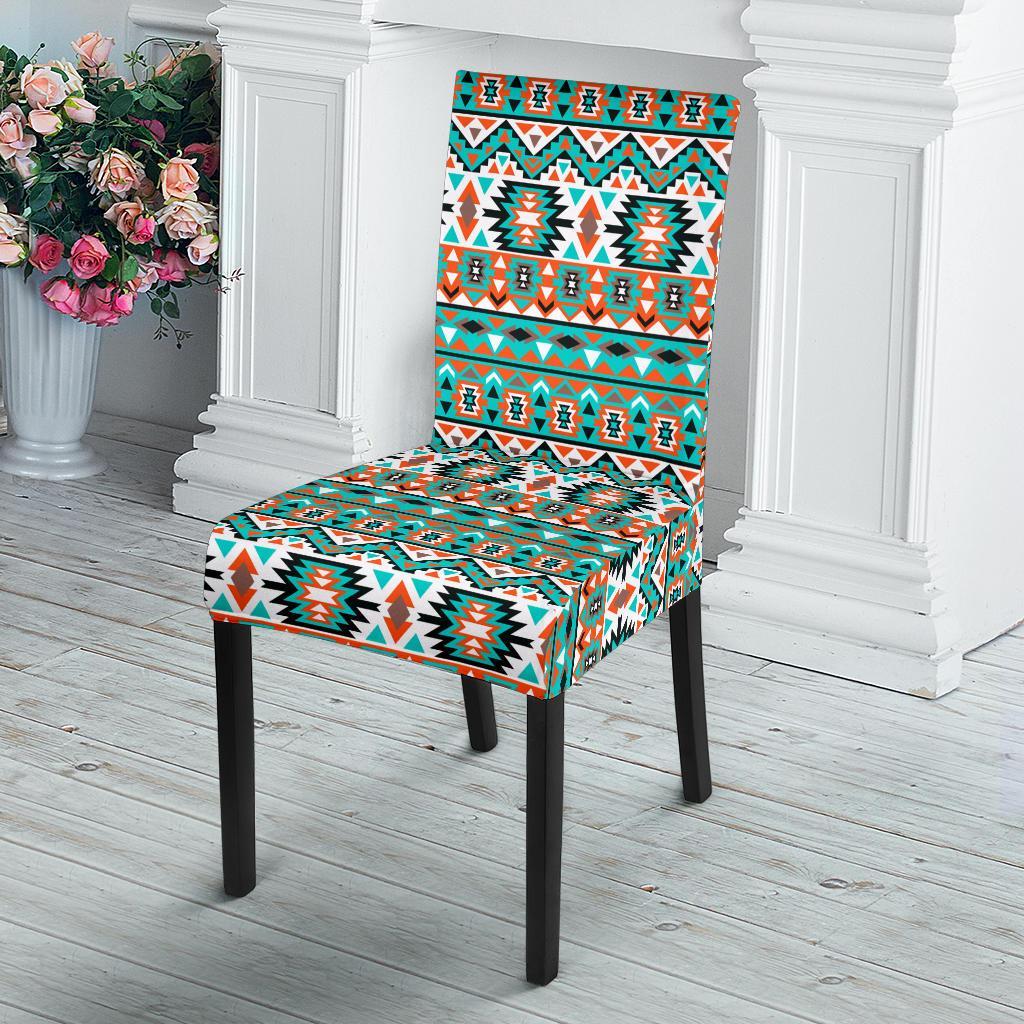 Indian Navajo Ethnic Themed Design Print Dining Chair Slipcover-JTAMIGO.COM