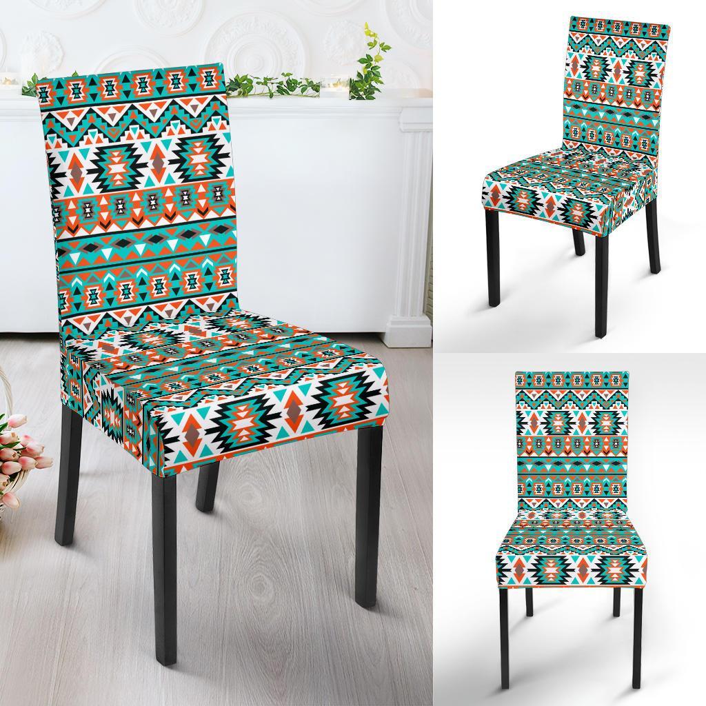 Indian Navajo Ethnic Themed Design Print Dining Chair Slipcover-JTAMIGO.COM