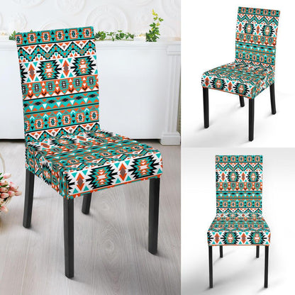 Indian Navajo Ethnic Themed Design Print Dining Chair Slipcover-JTAMIGO.COM