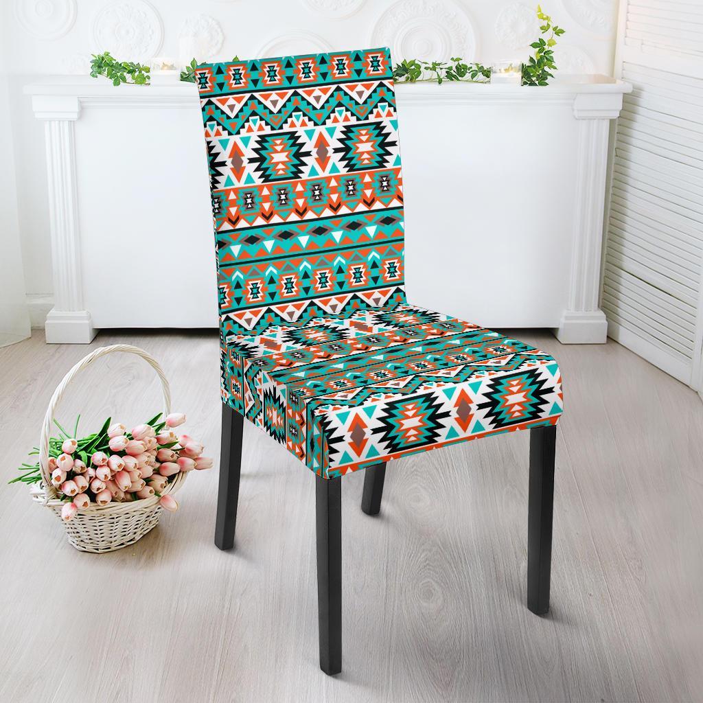 Indian Navajo Ethnic Themed Design Print Dining Chair Slipcover-JTAMIGO.COM