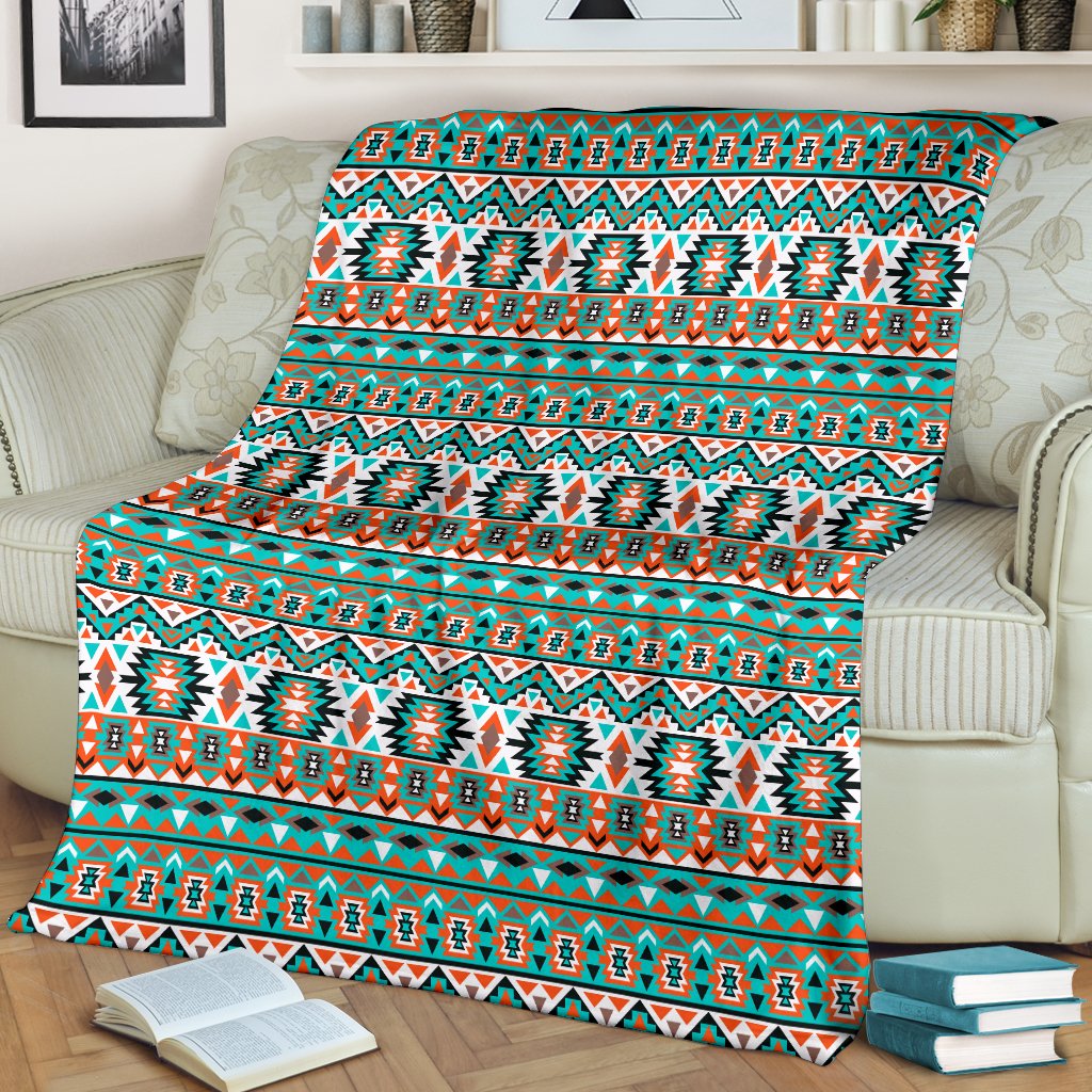 Indian Navajo Ethnic Themed Design Print Fleece Blanket