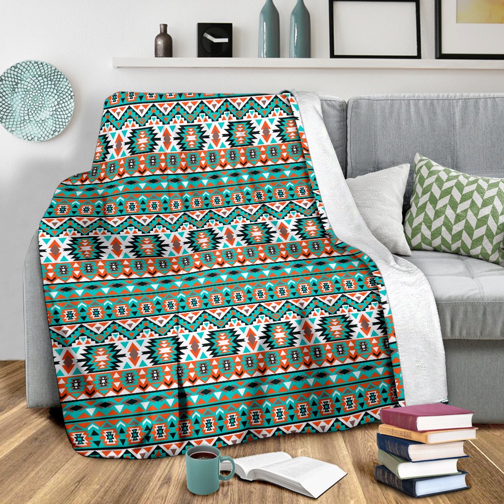 Indian Navajo Ethnic Themed Design Print Fleece Blanket