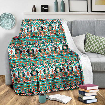 Indian Navajo Ethnic Themed Design Print Fleece Blanket