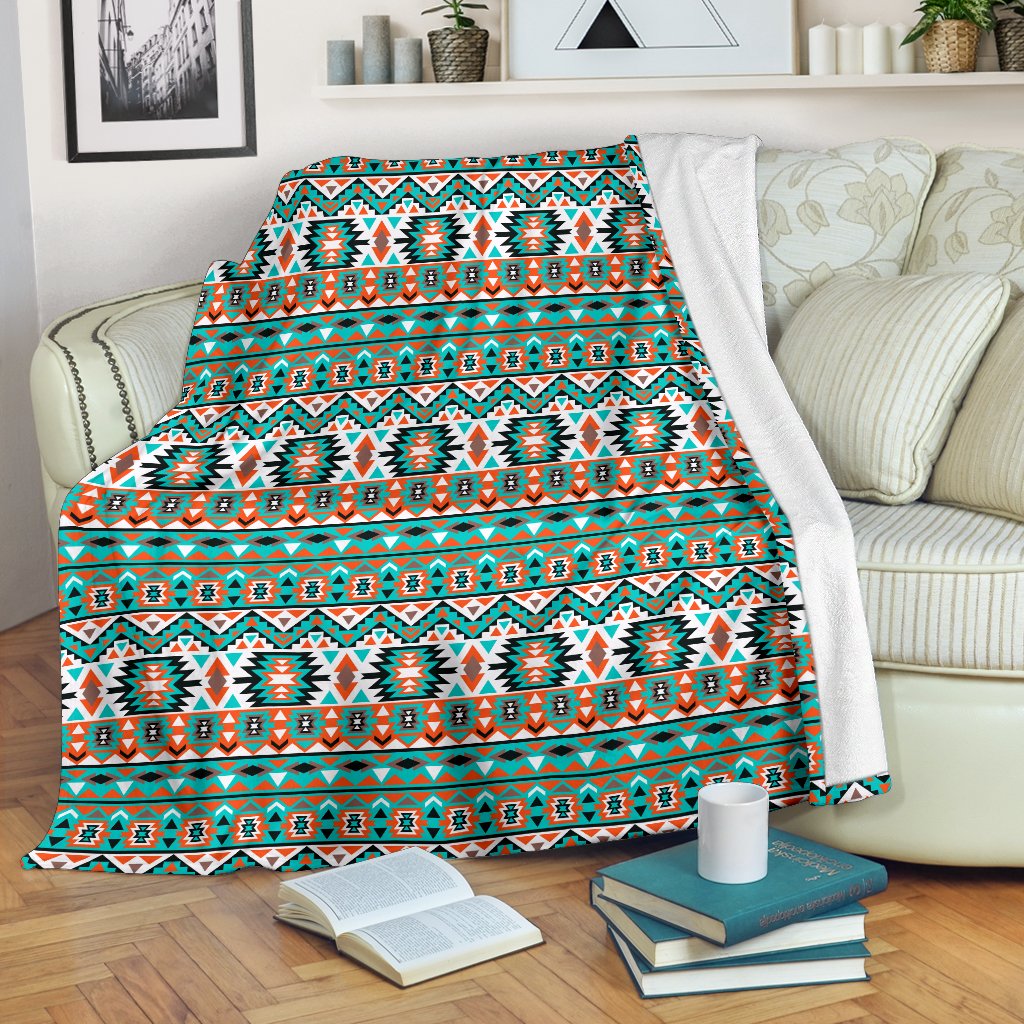 Indian Navajo Ethnic Themed Design Print Fleece Blanket