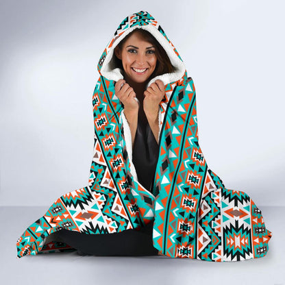 Indian Navajo Ethnic Themed Design Print Hooded Blanket-JTAMIGO.COM