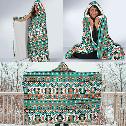 Indian Navajo Ethnic Themed Design Print Hooded Blanket-JTAMIGO.COM