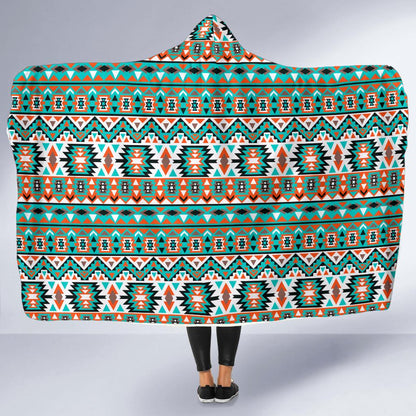 Indian Navajo Ethnic Themed Design Print Hooded Blanket-JTAMIGO.COM
