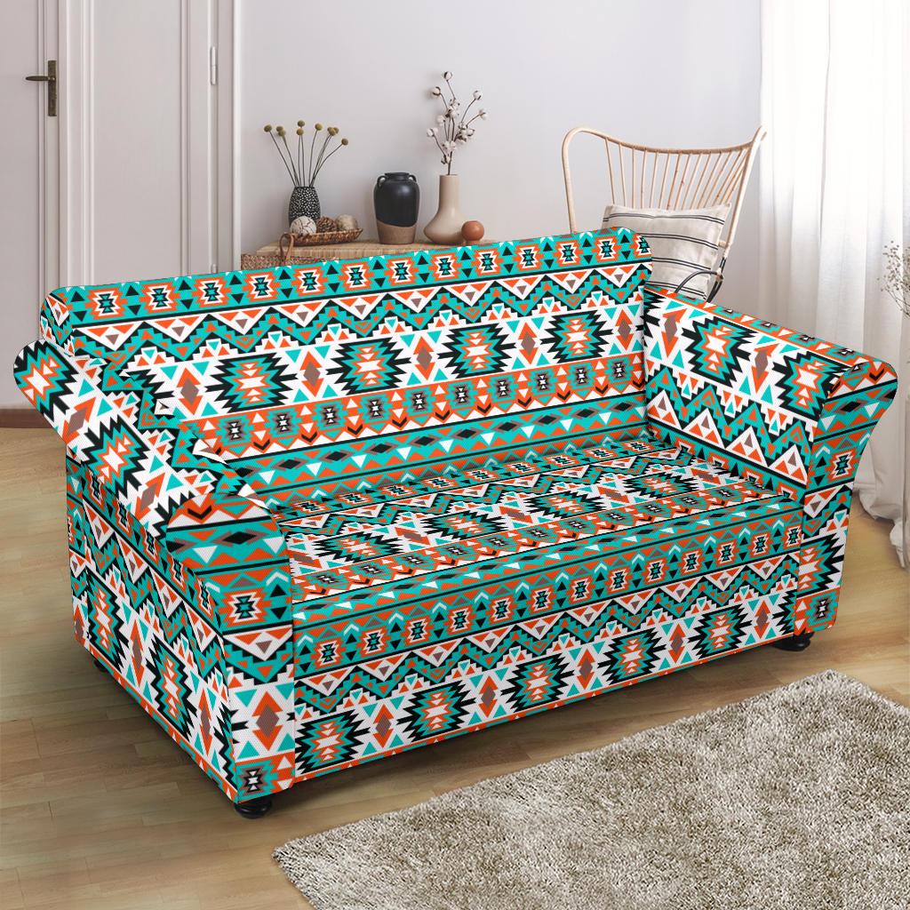 Indian Navajo Ethnic Themed Design Print Loveseat Slipcover-JTAMIGO.COM