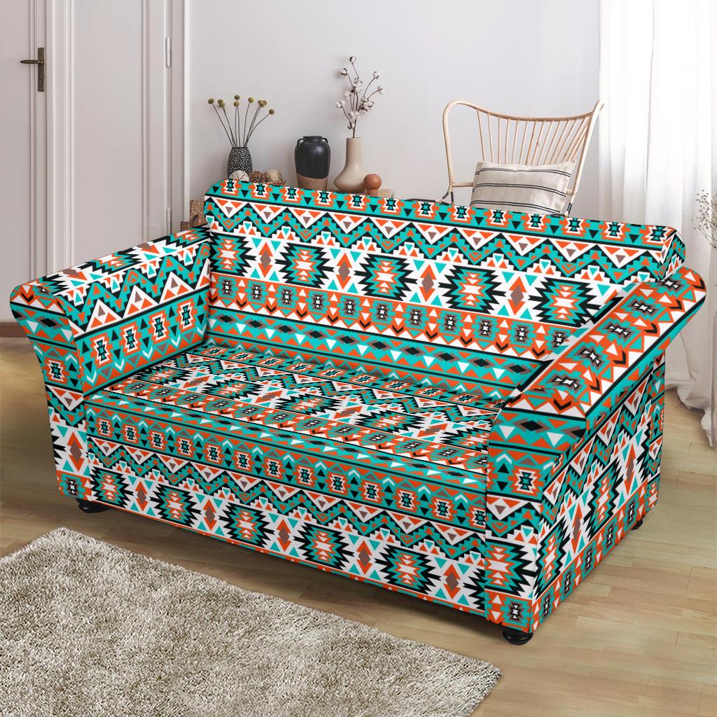 Indian Navajo Ethnic Themed Design Print Loveseat Slipcover-JTAMIGO.COM