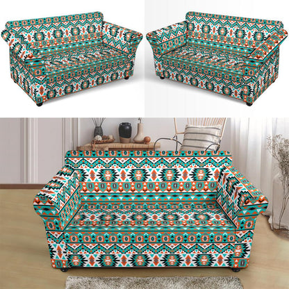 Indian Navajo Ethnic Themed Design Print Loveseat Slipcover-JTAMIGO.COM
