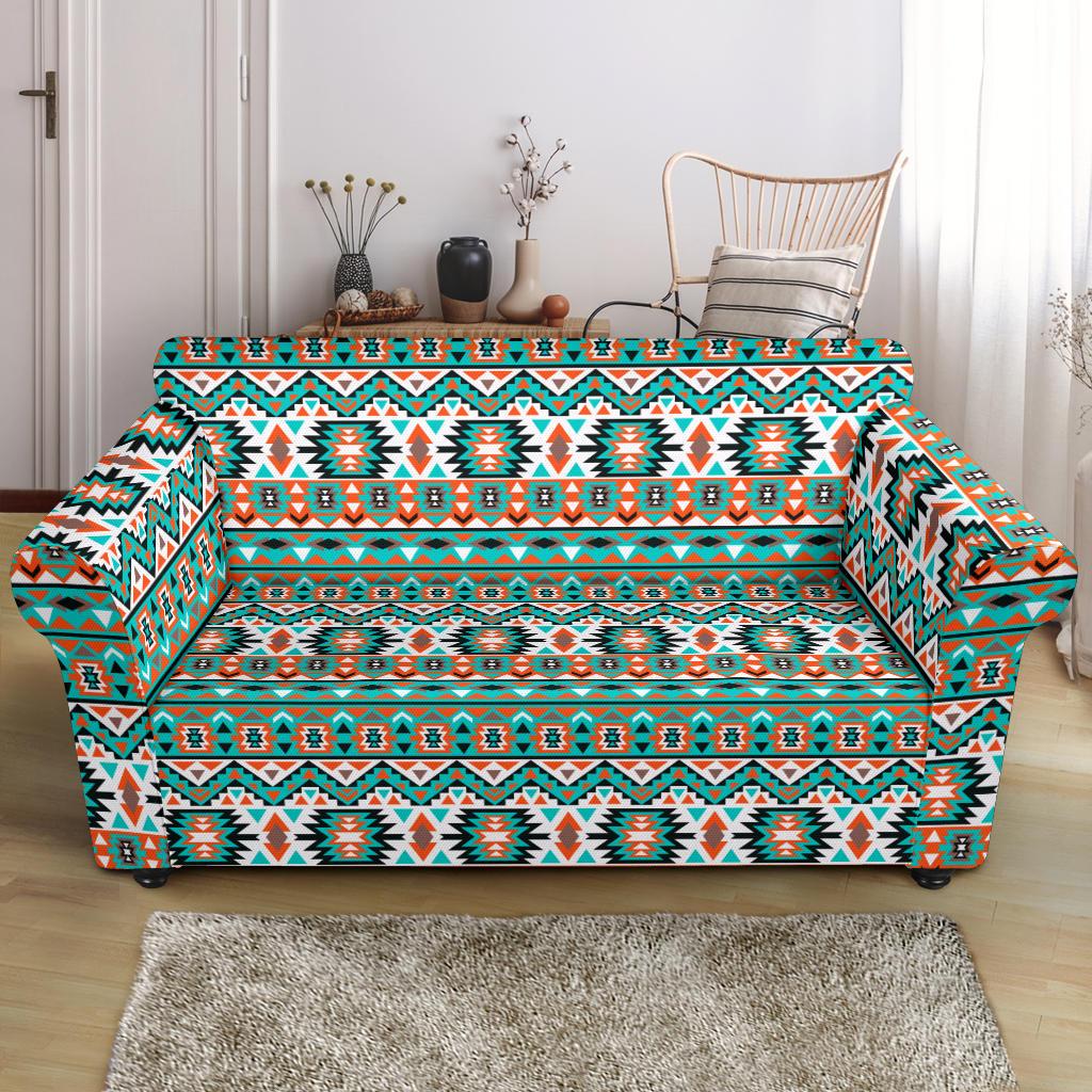 Indian Navajo Ethnic Themed Design Print Loveseat Slipcover-JTAMIGO.COM