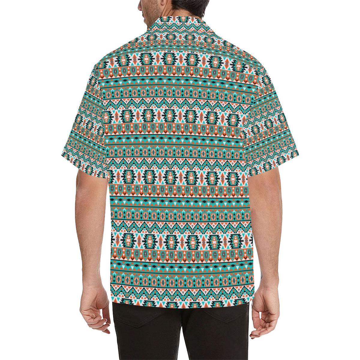 Indian Navajo Ethnic Themed Design Print Men Aloha Hawaiian Shirt