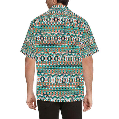 Indian Navajo Ethnic Themed Design Print Men Aloha Hawaiian Shirt
