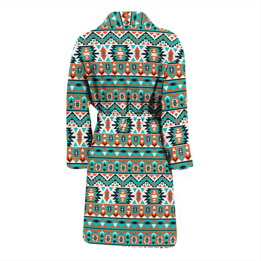 Indian Navajo Ethnic Themed Design Print Men Bath Robe-JTAMIGO.COM