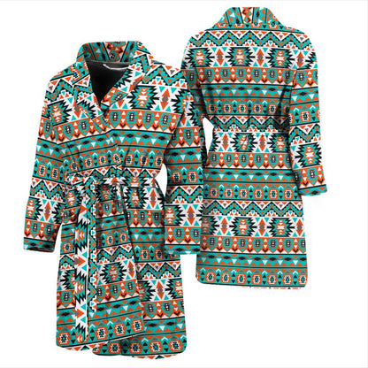 Indian Navajo Ethnic Themed Design Print Men Bath Robe-JTAMIGO.COM
