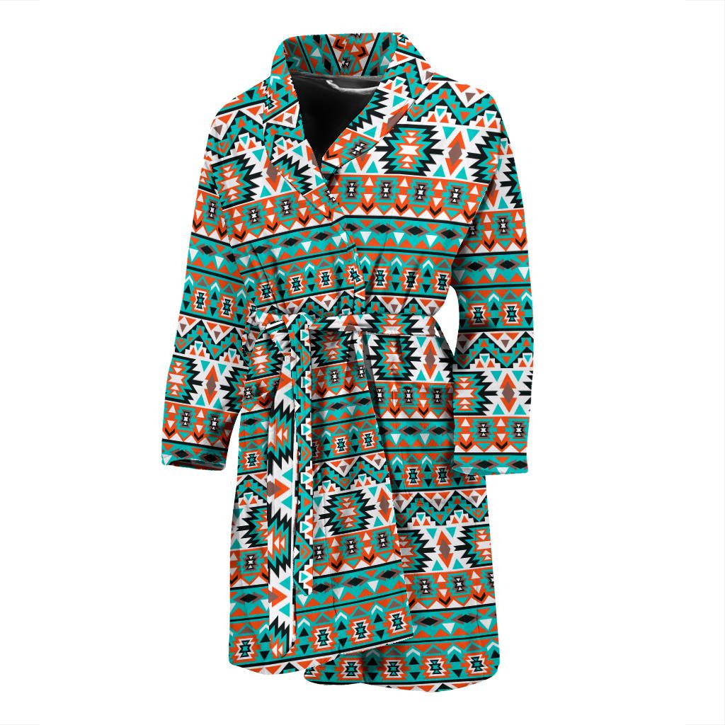 Indian Navajo Ethnic Themed Design Print Men Bath Robe-JTAMIGO.COM