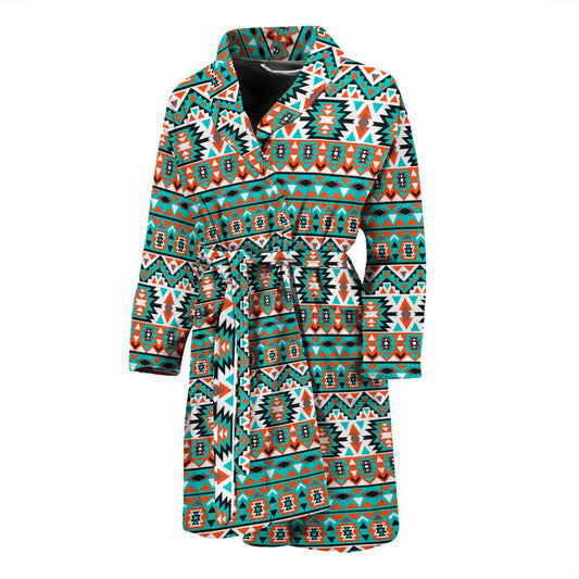Indian Navajo Ethnic Themed Design Print Men Bath Robe-JTAMIGO.COM