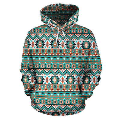 Indian Navajo Ethnic Themed Design Print Pullover Hoodie