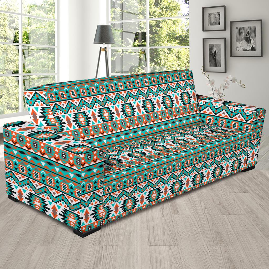 Indian Navajo Ethnic Themed Design Print Sofa Slipcover-JTAMIGO.COM