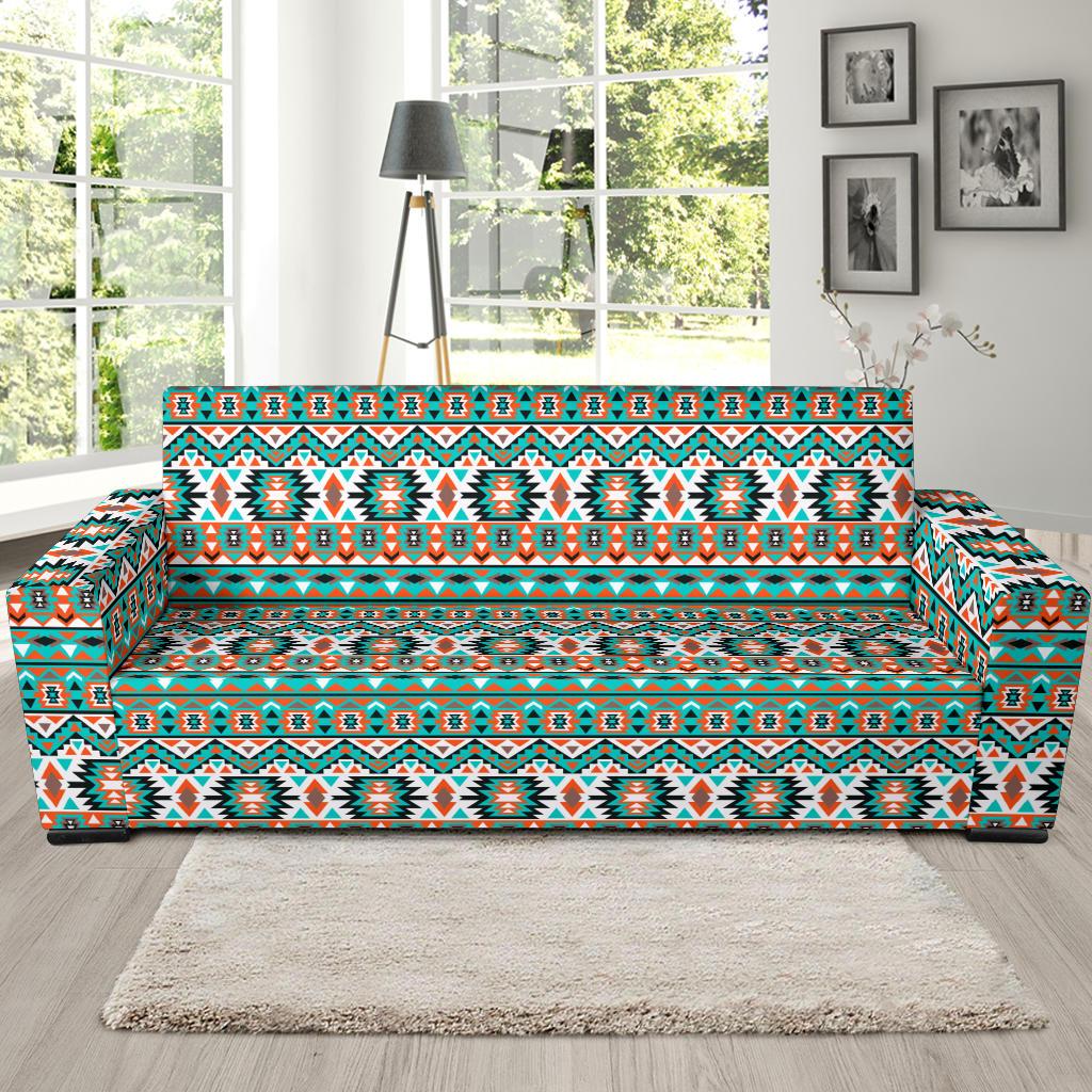 Indian Navajo Ethnic Themed Design Print Sofa Slipcover-JTAMIGO.COM