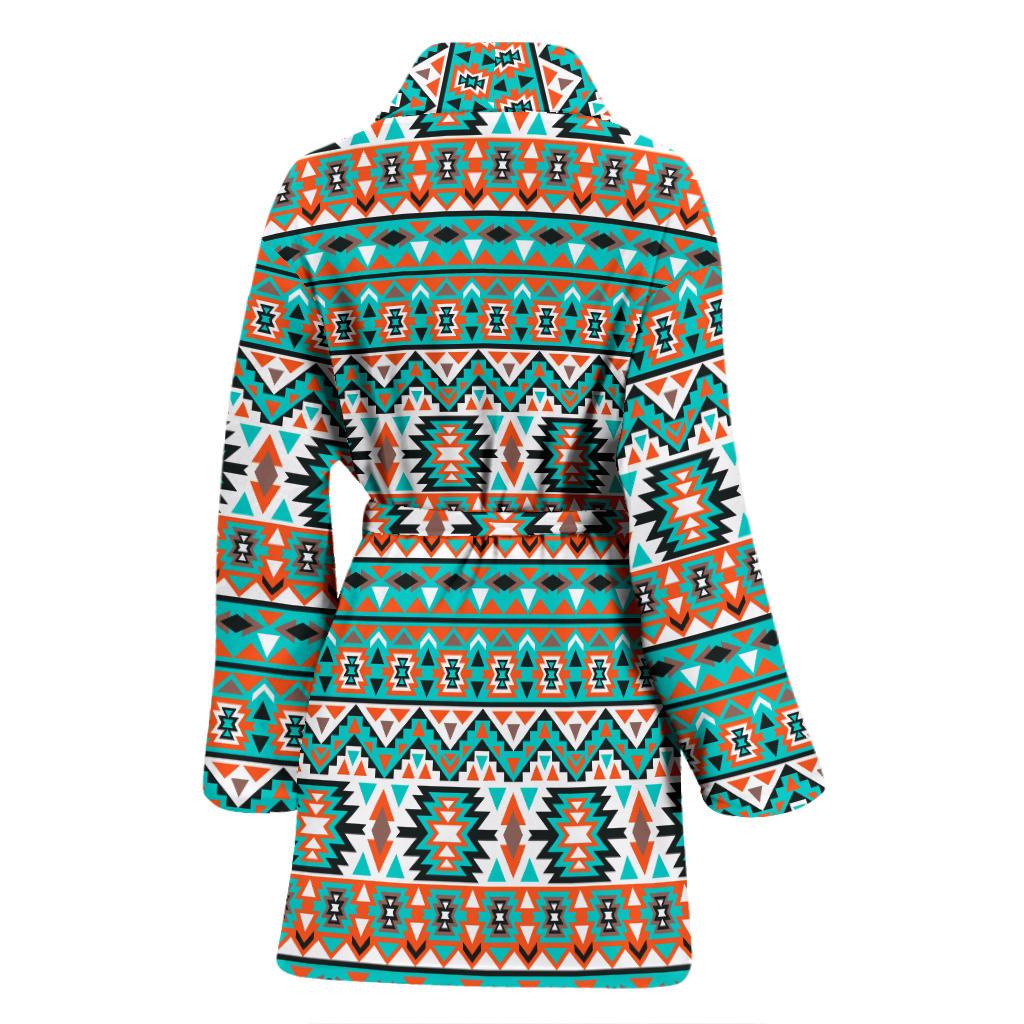 Indian Navajo Ethnic Themed Design Print Women Bath Robe-JTAMIGO.COM