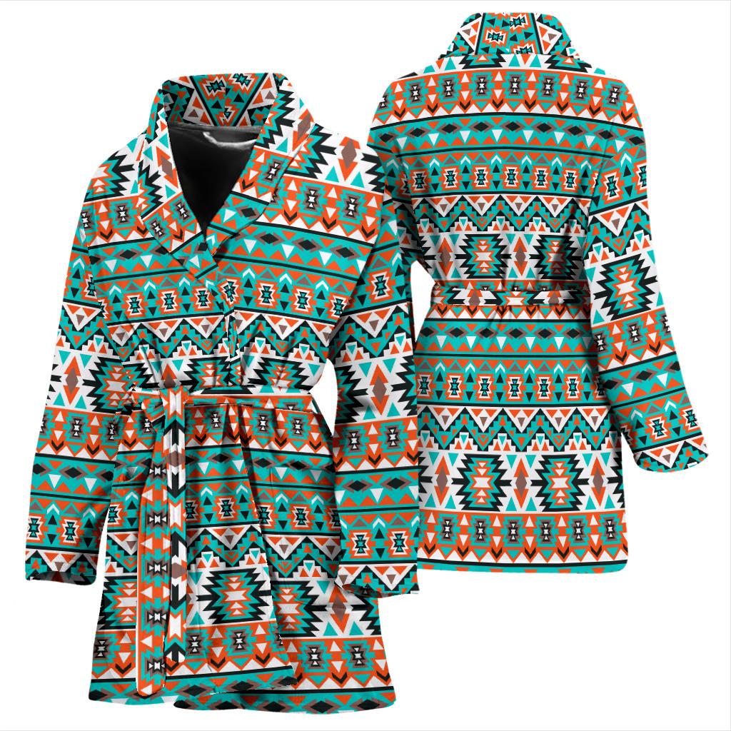 Indian Navajo Ethnic Themed Design Print Women Bath Robe-JTAMIGO.COM