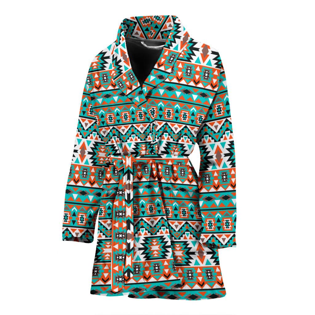Indian Navajo Ethnic Themed Design Print Women Bath Robe-JTAMIGO.COM