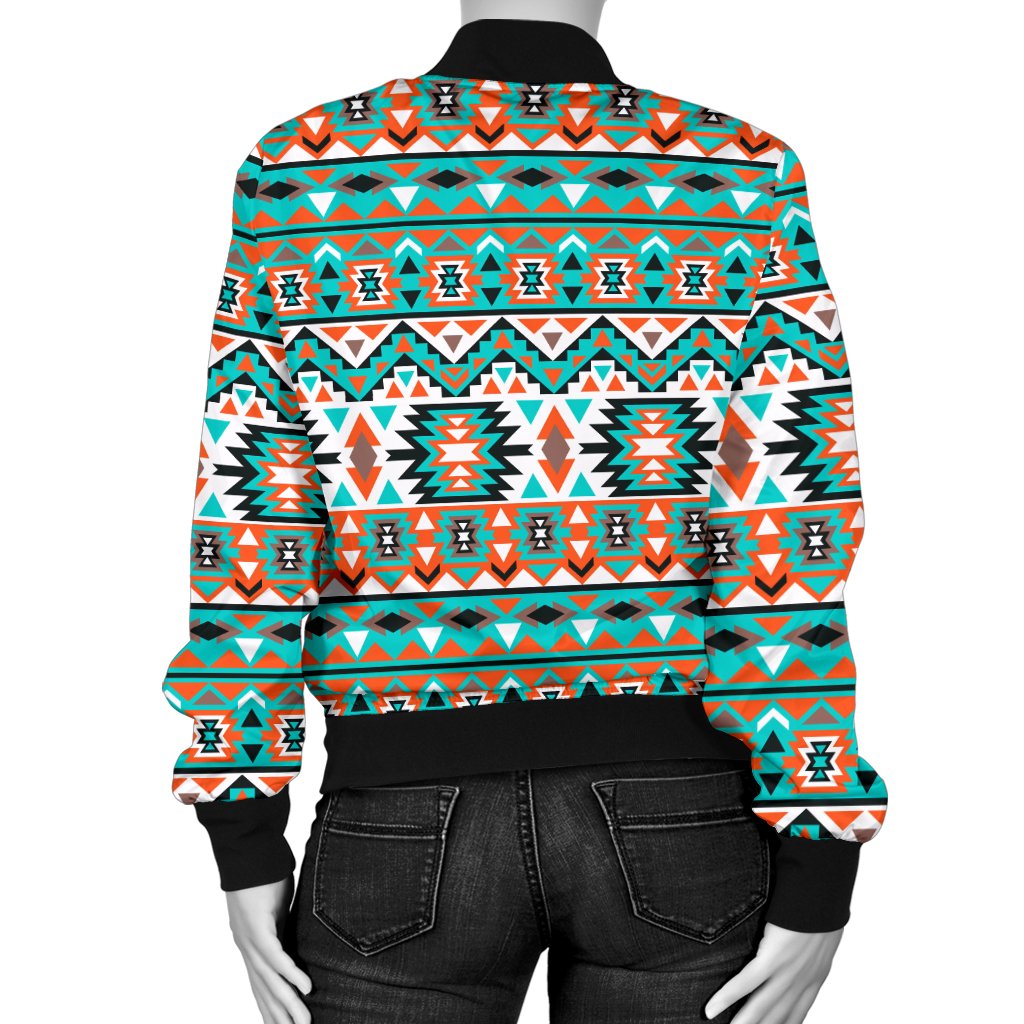 Indian Navajo Ethnic Themed Design Print Women Casual Bomber Jacket